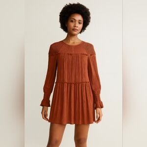 Rust Orange Long Sleeve Dress